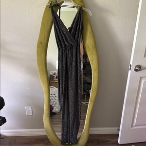 Metallic Black Patterned Women's Jumpsuit